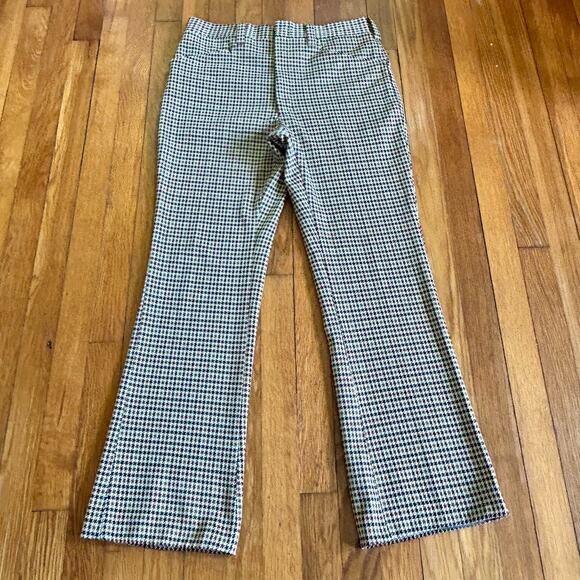 Vintage Haggar Double Knit Houndstooth Pants – Brown & Cream 1970s Flare - Picture 1 of 14